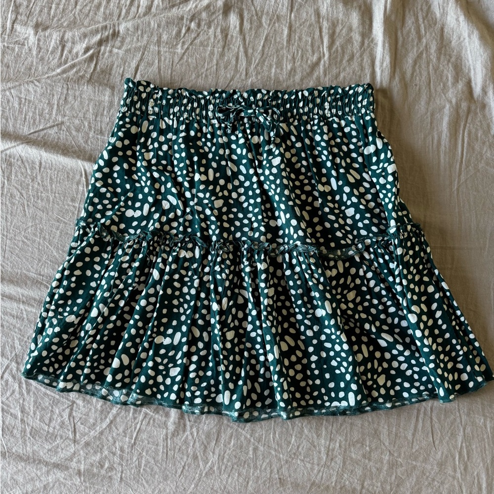 Elegant Teal Polka Dot Mini Skirt